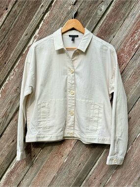 Eileen Fisher Organic Cotton Ivory Chore Jacket XS